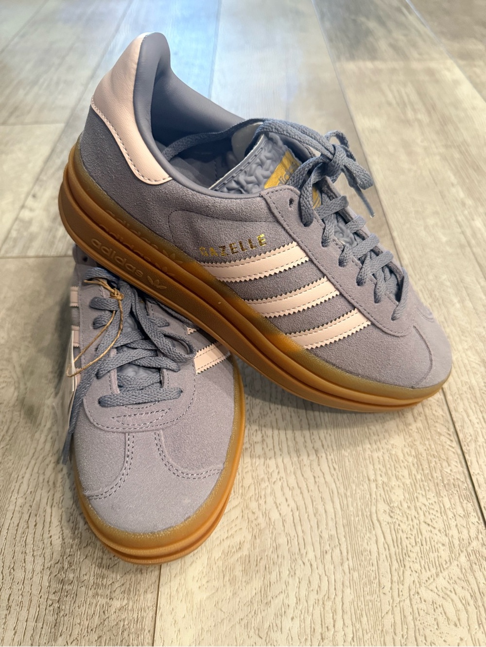 Adidas Gazelle Bold J Platform Silver Violet Pink Gum Girls 5.5Y